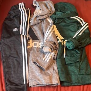 Adidas Kids' Hoodie and Jogger Set - Gray and Green